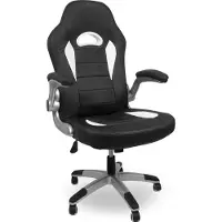 AGA racing Fauteuil de gaming noir-blanc à 5 roulettes, accoudoirs rabattables, ergonomique, siège en cuir MR2050 Noir - Blanc