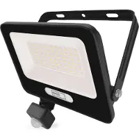 Emos Projecteur LED en aluminium GLARO 50W avec détecteur, IP54, 5000lm, blanc neutre 4000K, 20cm de câble en caoutchouc, noir, ZS2344B