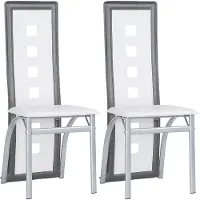 WYCTIN Chaises de salle à manger 2 Set Chaise Chaise de cuisine Chaise de salle à manger Chaise de salon Similicuir à haut dossier Blanc-gris