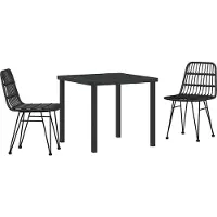 Syfax Ensemble de salle à manger pour jardin 3 pcs Noir
