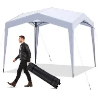Costway Pavillon 3x3m, Pop up Pliable avec sac à roulettes, Pavillon de jardin étanche stable résistant à l'hiver, Pop up Tente de jardin, sans moustiquaire