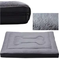Welsti Lit pour chien, matelas pour chien, fourrure grise XL 130x90
