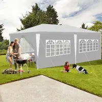HENGDA Pavillon Tente de jardin - Nettoyage facile, durable avec parties latérales, tente de réception parfaite Blanc 3x6m