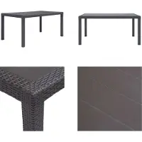 vidaXL Table de jardin Marron 150 x 90 x 72 cm Plastique aspect rotin - Table de jardin - Table d'extérieur - Tables d'extérieur