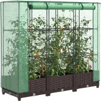 Prolenta Maison Exclusive - Potager surélevé avec serre intégrée aspect rotin 120x40x123 cm