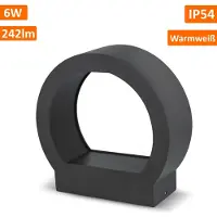 Forever lampe de jardin LED 6W Blanc chaud IP54 étanche 238 lm Applique murale ronde noire