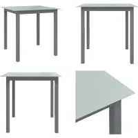 vidaXL Table de jardin gris clair 80x80x74 cm Aluminium et verre - Table de jardin - Tables - Tables
