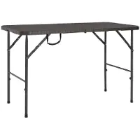Prolenta Table de jardin pliante, couleur marron, dimensions 120x60x74 cm, en HDPE imitation rotin