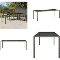 vidaXL Table de jardin Gris 250x100x75 cm verre dur et poly rotin - Table de jardin - Tables - Tables