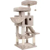 Feandrea Arbre à chat, arbre à chat avec revêtement doux, marron clair