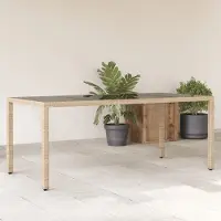 Prolenta Maison Exclusive - Table de jardin avec plateau en verre Beige 190x90x75 cm Poly Rotin