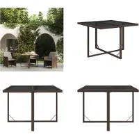 vidaXL Table de jardin Marron 109x107x74 cm Poly rotin et verre - Table de jardin - Tables - Table à manger