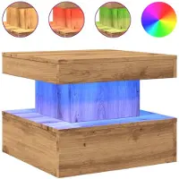 Syfax Table basse avec lumières LED chêne artisanal 50x50x40 cm
