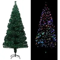 The Living Store Arbre de Noël artificiel avec support Vert 240 cm Fibre optique
