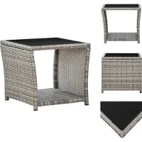vidaXL Table basse Gris 45 x 45 x 40 cm Poly rotin et verre - Tables de jardin