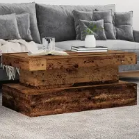 vidaXL BEI CLORIS Table basse avec lampes LED aspect vieux bois 90x50x40 cm - Tables basses Nouveau5068561 1parcel