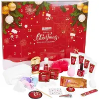 Ed Brubaker Cosmetics Beauty Calendrier de l'Avent 24 x produits de soins corporels & accessoires de spa - le calendrier de Noël bien-être XXL pour femmes et filles - Rouge