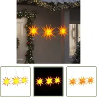 The Living Store Étoiles de Noël LED 3 pcs. Pliable Jaune