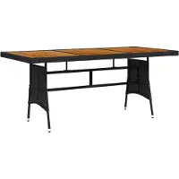 Syfax Table de jardin Noir 160x70x72 cm Résine tressée et acacia