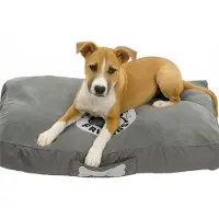 Koopman Lit rectangulaire lavable pour chien 74x50 cm Gris, housse amovible, coussin confortable en polyester
