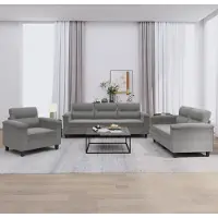 Prolenta Maison Exclusive - Ensemble de canapés 3 pièces avec coussins, tissu microfibre gris foncé