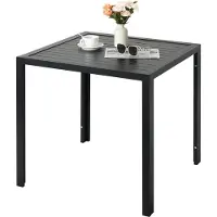 StarTech.com Outdoor Esstisch - Table de jardin carrée - 75x75x73 cm - Structure en aluminium - Plateau de table en lamelles aspect bois, 6 lattes - Résistant aux intempéries - Noir