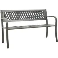 The Living Store Banc de jardin 125 cm en acier gris