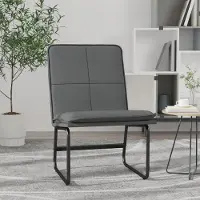 The Living Store Chaise longue grise 54x75x76 cm en similicuir