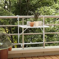 The Living Store Table de balcon Blanc 60x40 cm Acier