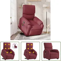 The Living Store Fauteuil de massage avec releveur vin rouge Tissu