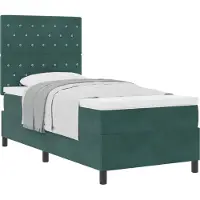 Syfax Lit à ressorts avec matelas Vert foncé 100 x 200 cm Velours