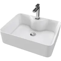 Aurlane Vasque à poser rectangle en céramique - 48x37x13.5cm - RECTANGULAR