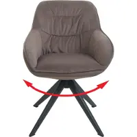 Mendler Chaise de salle à manger HWC-K28, chaise de cuisine rembourrée Chaise avec accoudoirs, pivotante, métal tissu/textile brun