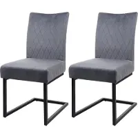 Mendler Lot de 2 chaises cantilever HWC-L15, chaise visiteur chaise de conférence, velours acier époxy gris foncé