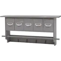 Mendler Portemanteau HWC-C49, Portemanteau mural Étagère murale, vintage avec 5 tiroirs 32x65x13cm ~ Shabby Look, gris