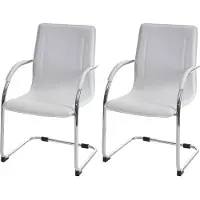 Mendler 2x Chaise de salle à manger Samara, chaise cantilever, chaise de cuisine avec dossier, PVC acier blanc
