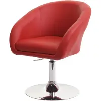 Mendler Chaise de salle à manger HWC-F19, chaise de salon pivotante, réglable en hauteur similicuir rouge