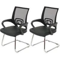 Mendler Lot de 2 chaises de conférence / chaise visiteurs Ancona, simili-cuir noir
