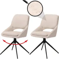 Mendler Lot de 2 chaises de salle à manger HWC-N73, chaise de cuisine, pivotante Auto-Return, tissu/textile Boucle (540g/m²) Oeko-Tex crème