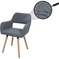 Mendler Chaise de salle à manger HWC-A50 II, chaise de cuisine chaise rembourrée, bois tissu/textile bouclé (450g/m²) MVG gris foncé