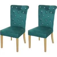 Mendler 2x chaise de salle à manger HWC-D22, chaise de cuisine, velours riveté vert foncé, pieds dorés