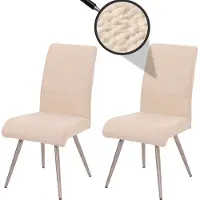 Mendler Lot de 2 chaises de salle à manger HWC-G55, chaise de cuisine inclinable, acier inoxydable brossé Tissu/Textile Chenille Oeko-Tex crème