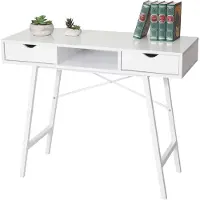 Mendler Table console HWC-E92, table de rangement table d'appoint, structure 3D 100x40cm blanc