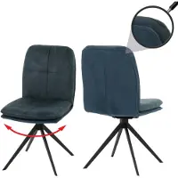 Mendler Lot de 2 chaises de salle à manger HWC-M68, fauteuil de cuisine, pivotant Auto-Position, métal tissu/textile bleu