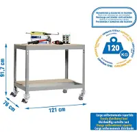 Simon Rack Table de travail et de montage en métal sans parafousses SIMONWORK MOBILE BT0 1500 GRIS/BOIS