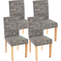 Mendler Lot de 4 chaises de séjour Littau tissu gris words fabric, pieds clairs
