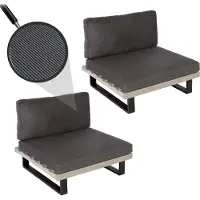 Mendler Lot De 2 Fauteuils Lounge Hwc-H54, Fauteuils De Jardin, Bois D'acacia Certifié Fsc, Aluminium Gris, Rembourrage Gris Foncé
