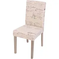 Mendler Chaise de salle à manger Littau, chaise de cuisine, tissu/textile crème d'écriture, pieds marron