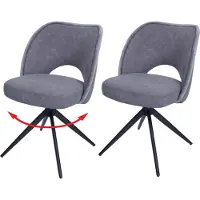 Mendler Fauteuil de salle à manger HWC-N72, fauteuil de cuisine rembourré, pivotant avec retour automatique, tissu/textile (420g/m²), couleur gris foncé