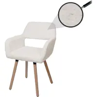 Mendler Chaise de salle à manger HWC-A50 II, chaise de cuisine chaise rembourrée, bois tissu/textile chenille (465g/m²) MVG crème